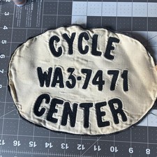 Vintage 1950s 60s CYCLE CENTER WA3-7471 Large Chenille Dealer Jacket Back Patch picture