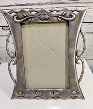 Vintage Ornate Style Silver Toned Pewter Picture Frame with Rose Border 3x5 picture