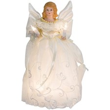Kurt Adler Light-Up Gold and Ivory Angel Christmas Tree Topper, 10