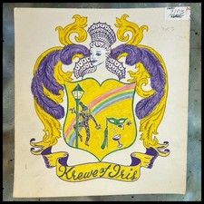 Vintage Krewe of Iris Mardi Gras Tableau Ball Art New Orleans Carnival Crest picture