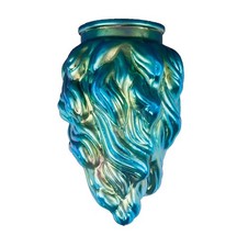 B&P Lamp Blue Iridescent Art Glass Flame Pendant Shade picture