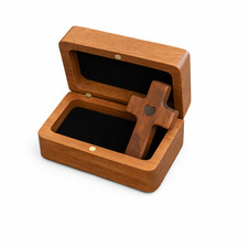 Engraved Wooden Pocket Cross Set – Christian Keepsake Box – Natural Charms Gift picture