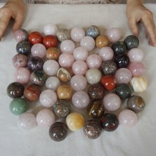 5Kg 56Pcs Natural Quartz Crystal Jasper Sphere Ball Mixed Stone Tumbles Healing picture