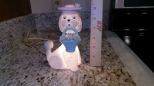 Rare Vintage I.W. Rice Porcelain Poodle with Basket Bouquet Night Light picture