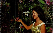 Vintage Caribbean Tropical Orchids Woman Postcard Dexter Press picture