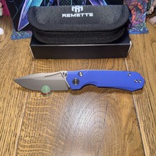 REMETTE RT-Rhino Blue RNGD4 G10 Scales. D2 Blade. Button/liner Lock Thumb Stud picture