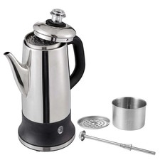 VEVOR 12-Cup Electric Percolator Coffee Pot Stainless Steel Body Coffee Maker picture