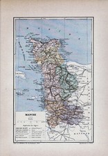 50 original atlas card sleeve 1891 Saint-Lô Coutances Avranches Valognes Cherbourg picture