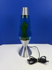 Vintage 1999 Lava Lite Motion Lamp Silver Starlite Base ~Yellow Lava ~16 1/2