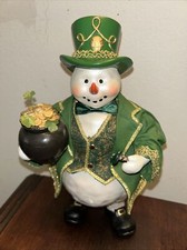 Vintage KSA Collectible Lucky Irish Snowman Danny Boy Music Figurine picture