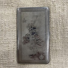 Vintage Mayell England Polished Chrome British Isles Etched Cigarette Case picture