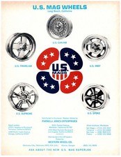1973 PRINT AD, US MAG Wheels Long Beach Parnelli Jones Locations 70's Rims Ad picture