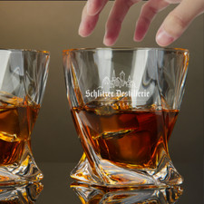 Custom Engraved Schlitzer Destillerie Whiskey Glass – 10 oz Twisted Rocks Glass picture