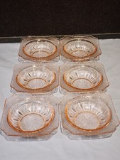 SET OF  6- PINK Depression Glass Jeanette Adam Dessert Berry Bowl 4 3/4