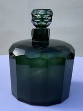 RARE 1830 GEORGIAN BIEDERMEIER BOHEMIAN Emerald CUT GLASS PERFUME BOTTLE STOPPER picture