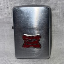 1955 Miller High Life Zippo Lighter Patent Pend 5 Barrel Hinge Matching Insert picture