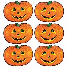 Beistle Jack-O-Lantern Cut Outs, 6pc Halloween Decor, 10x14