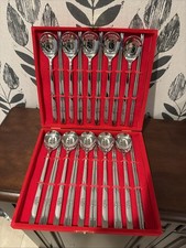Korean Spoon Chopstick Set 30 Pc 10 Place Settings Made in Korea w Red Case NEW picture
