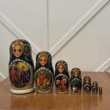 Fairytale Hand Made Russian Matryoshka Nesting Doll Set 7 Piece 1993 Signed picture