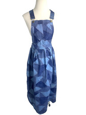 Vtg In Good Company San Francisco Womens Denim Patchwork Print Apron Smock OSFM picture