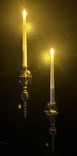 2 Solid BRASS Vintage Candlestick Wall Mount Sconce Candle Holders New Old Stock picture