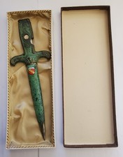 OLD DAGGER COMBO CORKSCREW CIGAR CUTTER TOOL IN BOX KARLSRUHE GERMANY FIDELITAS picture