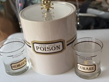 Vintage Name Your Poison ice bucket w/skeleton finial & Hemlock & Curare glasses picture