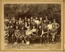 1880s Large Mounted Albumen Photo Miners likely Angels Camp Calaveras County, CA picture