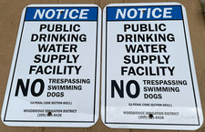 Metal Sign Public Drinking Water Supply Facility No Trespassing (Lot of 2) picture