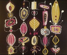 Mid Modern Atomic Tiki Mid Modern Abstract Acrylic Painting on Canvas 16x20 picture