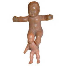 Vintage Miniature Plastic Baby Figurines Crawling Tiny Doll Cake Topper Lot 2pc picture
