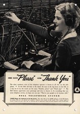 1937 BELL TELEPHONE Switchboard Operator ***DECORATIVE REPLICA METAL SIGN*** picture
