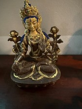 Tibetan Gilt Bronze & Gold leaf Tara Goddess Statue picture