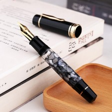 Majohn P139 Piston Fountain Pen #6 , #8 EF/F/M Nib, Brass Piston Gift Pen, Gray picture