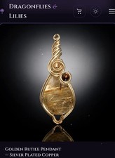 Golden Rutile Quartz Pendant Copper Wire Wrapped Handmade Gemstone Jewelry picture