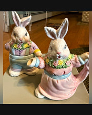 Vintage Lillian Vernon Dancing Bunny Sugar & Creamer  picture