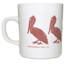 Goudchaux Maison Blanche New Orlean Pelican Coffee Cup Mug Gulf Bird White Brown picture
