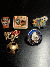 Lot Of 5 Vintage Soccer Theme Pins Hat Pins Lapel Pins picture