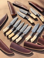 LOT OF 20PCS, 8'' HAND FORGED DAMASCUS STEEL FULL TANG KNIVES  W/SHEATHS picture