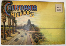 Rare Unposted 1940 California Highways Linen Souvenir Postcard Folder Curt Teich picture