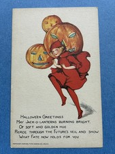 Rare Tuck Sam Schmucker Halloween Postcard Ser 100 Dancing Elf with JOLs UNUSED picture