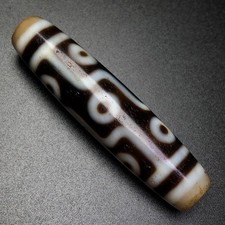 Vintage Himalayan Tibetan 9 Eye Dzi Bead Old Agate Amulet Pendant 55×13mm #C picture