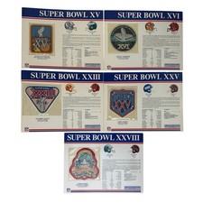 VTG Willabee & Ward Official NFL Super Bowl Commemorative Patch & Stat Card Lot picture