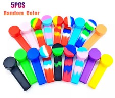 Silicone Pipe With Cap & Stainless Steel Bowl New Lot Of 2/4/5/10 Mixed Color picture