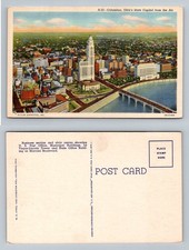 Columbus, OH-Ohio, Aerial Business Section Capitol & River Vintage Postcard picture