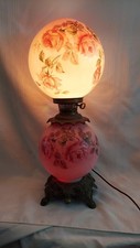 Vintage GONE WITH THE WIND Rose Lamp Electrified Lamp Double Globe  24