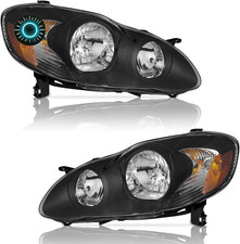 Juego De 2 Faros Delanteros Para 2003-2008 Toyota Corolla Carcasa Negra NUEVO picture
