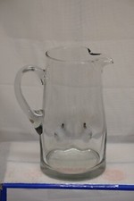 MID CENTURY MODERN CLEAR HEAVY GLASS PITCHER WITH 4 FACTORY INDENTS 10