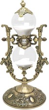 Vintage Embossed Hourglass Sand Timer Decor,360° Rotating 15 Min | Metal Antique picture