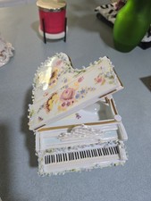RARE Dorhheim Koch & Fischer German Porcelain Grand Piano Figurine Trinket Box picture
